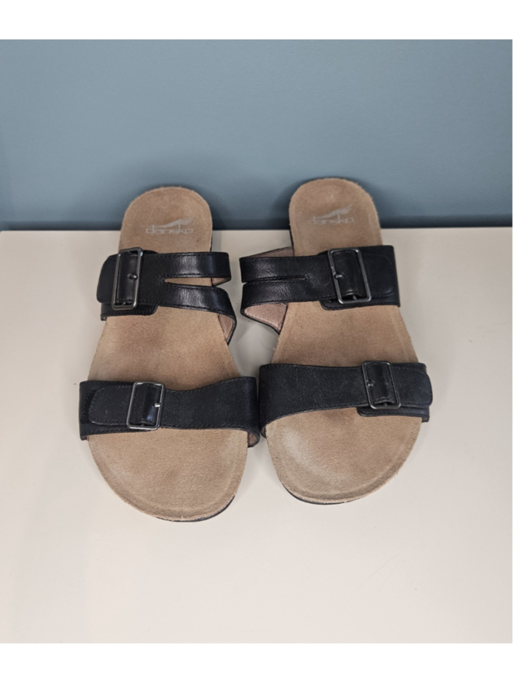 Dansko Comfort Sandal Slide Rosie Black Leather Double Strap Buckle Sz 39 US 8.5 - Picture 2 of 6